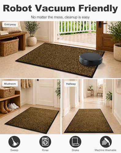 Super Absorbent Front Door Mat (Brown / 1'8" x 2'8" (Rectangular))