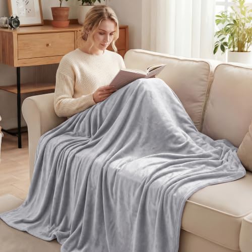 Soft Fleece Blanket Cal King Size for Bed (Light Grey / California King (120" x 120"))