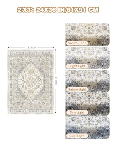 2x3 Entryway Rug Vintage Washable Rug Runner for Kitchen (Beige / 2' x 3' (Runner))