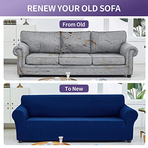 Stretch Loveseat Couch Cover (Classic Blue / Medium（55"-78"))