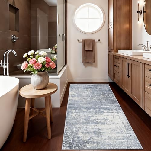 2x6 Non Slip Entryway Area Rugs (2' x 6' (Rectangular) / Blue/Ivory)