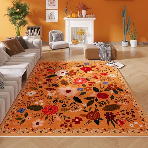 Area Rug 6x9 Washable (Yellow Orange / 6' x 9' (Rectangular))