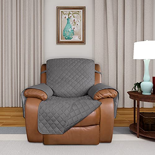 Reversible Recliner Chair Covers Couch Covers for Dogs (Large Recliner / Gray/Gray)