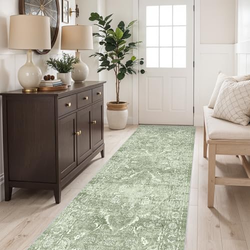 2'6"x8 Washable Runner Rug (Muted Sage Green / 2'6" x 8' (Runner))