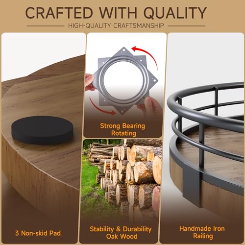 12 Inch Farmhouse Oak Lazy Susan Organizer (Walnut / 12 inches)