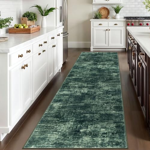 Abstract Runner Rug 3x10 Ft Washable Runners for Hallways (Dark Green / 3' x 10' (Rectangular))
