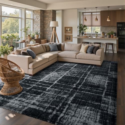 6x9 Ft Large Shag Rugs for Living Room Decor (Df Grey 5sm13 / 6' X 9' (Rectangular))