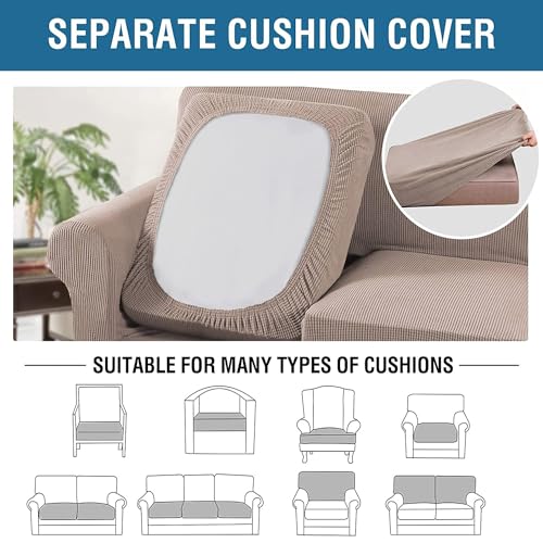 4 Piece Stretch Sofa Covers for 3 Cushion Couch Covers Furniture Slipcovers (X-Large / Sand)