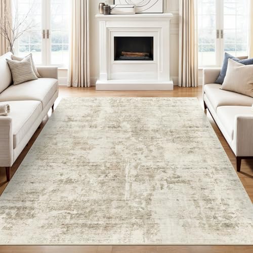 Abstract Area Rug 6x9 for Living Room Washable Rugs Beige (Beige/Gray / 6' x 9' (Rectangular))