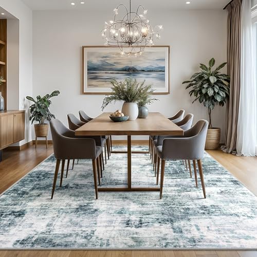 Abstract Area Rugs 8x10 Ft Washable Large Rugs for Living Room (Sage/Grey/White / 8' x 10' (Rectangular))