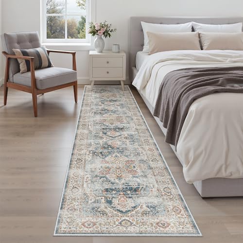 Hallway Runner Rug 2x8 Washable Kitchen Rugs Non (Navy / 2' x 8' (Runner))