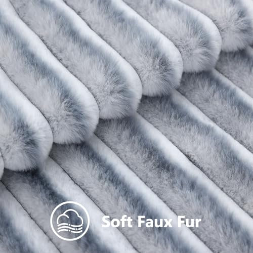Fall Faux Fur Throw Pillow Covers 22x22 Set of 2 Grey White (Grey White / 22" x 22" (Pack of 2))