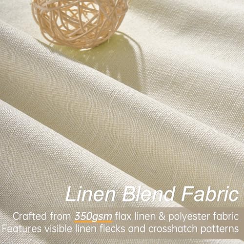 86 Inches Long Cream Colored Custom Blackout Linen Curtains Ivory Cream Pinch Pleated Noise Cancelling Curtains with Pin Hooks for Traverse Burlap Viral Drapes 2 Panels for Living Room Bedroom (Cream / 52"W x 86"L (Pack of 2))