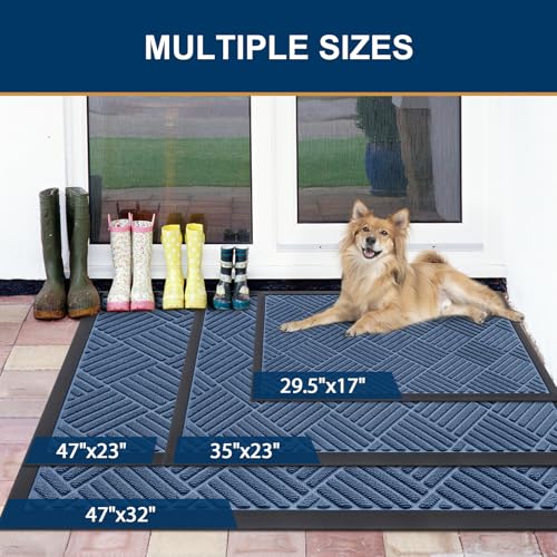 Front Door Mat Outside Entrance (Blue / 35" X 23")