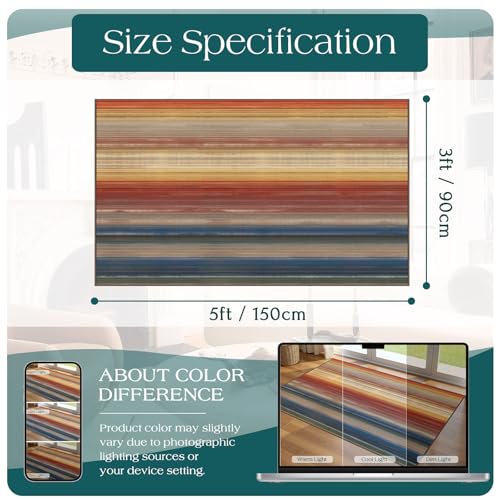 3x5 Ombre Entry Rug (Sunset Ombre - Rust/Blue / 3' x 5' (Rectangular))