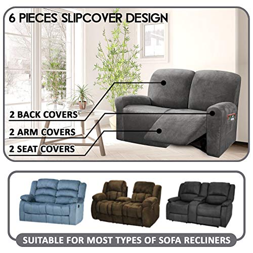 Reclining Love Seat Slipcover (Dark Grey)