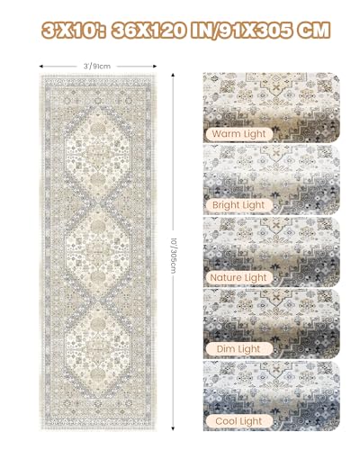 3x10 Runner Rug Non Slip Washable Hallway Runner (Beige / 3' x 10' (Runner))