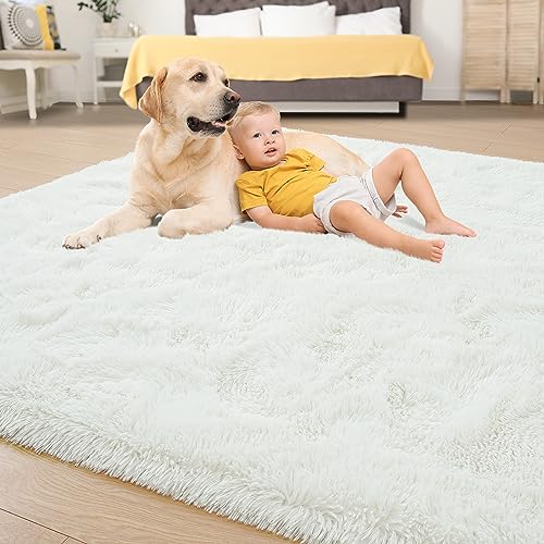 4x6 Soft Fluffy Rug for Bedroom Fuzzy Cream Rugs for Living Room (Cream White / 4' X 6' (Rectangular))
