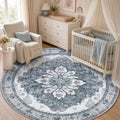 Washable Area Rug (Grey/White/Beige / 5' (Round))