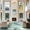 10x14 Area Rugs for Living Room Washable Dining Room Teal Grey Gold (Teal Grey/Gold / 10' x 14' (Rectangular))