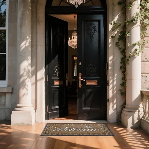 Welcome Mat Heavy Duty Sturdy Door Mats for Home Entrance Outdoor Indoor (Brown / 47x24 Inch)