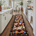 Black Brown Floral Hallway Runner Rug 2x8 for Bedroom Kitchen (Espresso / 2' x 8' (Rectangular))