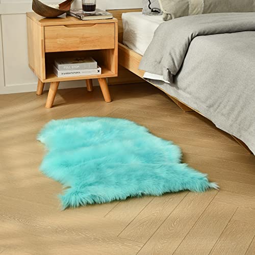 Turquoise Blue Sheepskin Rug 2x3 ft (Turquoise Blue / 2' x 3' (Oval))
