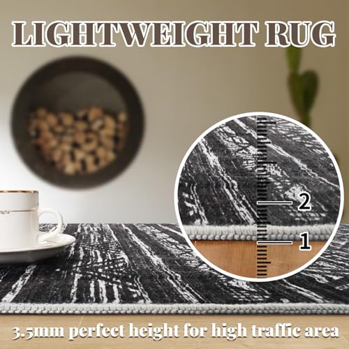 2x8 Runner Rug Washable Moroccan (Charcoal Gray / 2' x 8')