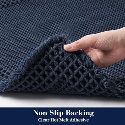 Waffle Bath Mat for Bathroom (Navy / 24" X 36")