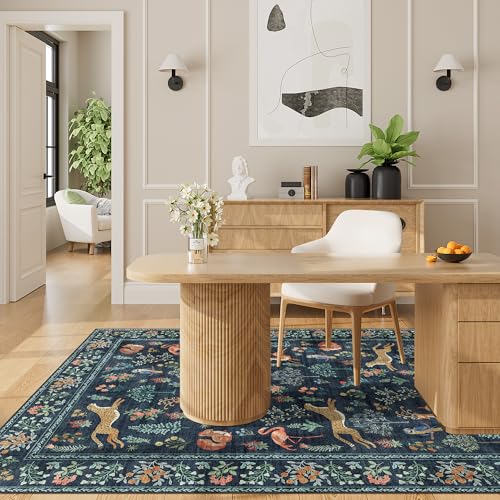 3x5 Rug Washable Animal Area Rug for Bedroom Non Slip (Navy Blue (Animal) / 3' x 5' (Rectangular))
