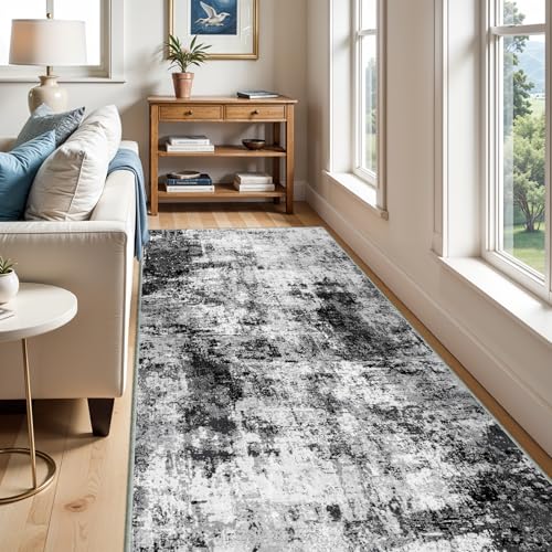 5x12 Runner Rug for Wide Hallway (Black/Grey / 5' x 12' (Runner))