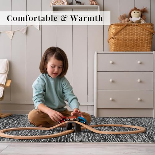 4x10 Runner Rug Washable Moroccan (Charcoal Gray / 4' x 10')