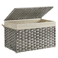 Woven Storage Basket with Lid (65 L / Gray)