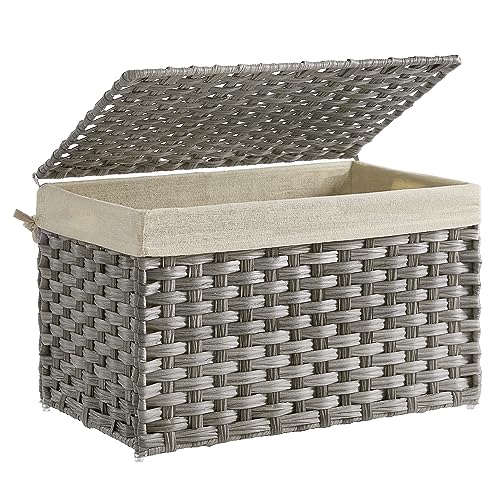 Woven Storage Basket with Lid (65 L / Gray)