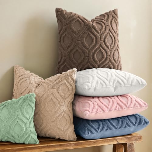 Faux Fur Plush Soft Brown Throw Pillow Covers 26x26 Set of 2 (26" x 26" (Pack of 2) / Brown)