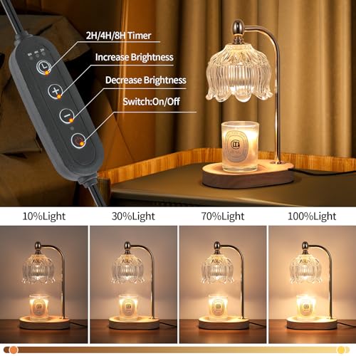 Candle Warmer Lamp with Timer and Dimmer (Gold ‎flower)