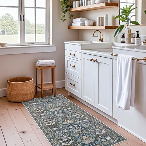 2x5 Decorative Vintage Hallway Runner (2' x 5' (Rectangular) / Floral/Blue)