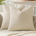 Decorative Couch Throw Pillow Covers 20x20 Inch Neutral Cream 2 Pack (20" x 20" (Pack of 2) / Cream)