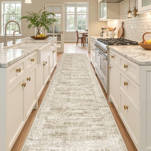 2x10 Runner Rug Non Slip (Brown/Ivory / 2' x 10' (Runner))