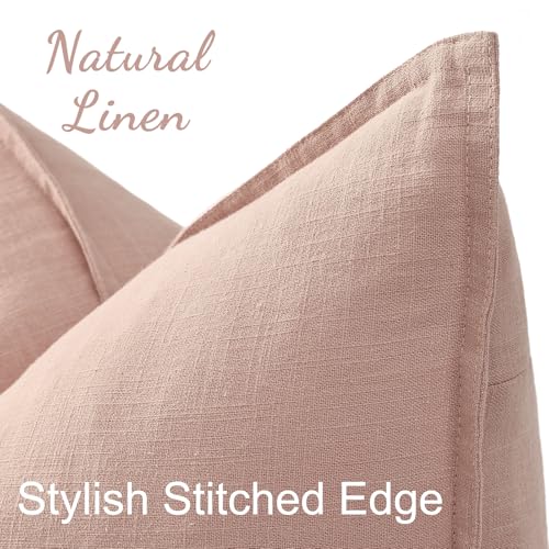 Fall Pink Linen Throw Pillow Covers 24x24 Set of 2 (Pink / 24" x 24" (Pack of 2))