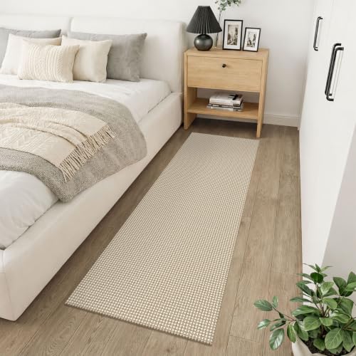 Runners for Hallways 2x6 ft Washable Kitchen Runner Non Slip Rubber Backed Hall Runners Cotton Entryway Runner Rugs for Indoor Backdoor Bedroom Kitchen (Ivory Beige / 2' x 6' (Runner))