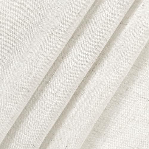 Beige White Curtains 63 Inches Long 2 Panel Sets for Living Room Bedroom Light Filtering Linen Drapes for Kitchen Windows Rod Pocket Back Tab Short See Through Curtain Home Decor 52x63 (52"W x 63"L (Pack of 2) / Beige White)