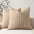 Decorative Striped Boucle Throw Pillow Covers 20x20 Inch Camel (20" x 20" (Pack of 2) / Camel)