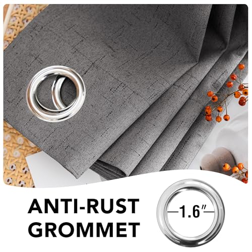 100% Blackout Linen Curtains 108" L 2 Panels Grey (Grey / 52"W x 108"L (Pack of 2))