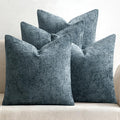 Soft Decorative Chenille Pillow Covers Navy Blue 18x18 Pack of 4 (18" x 18" (Pack of 4) / Navy Blue)