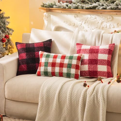 Red Green Plaid Christmas Throw Pillow Covers 20x20 Inch Set of 2 (Red Green / 20" x 20" (Pack of 2))