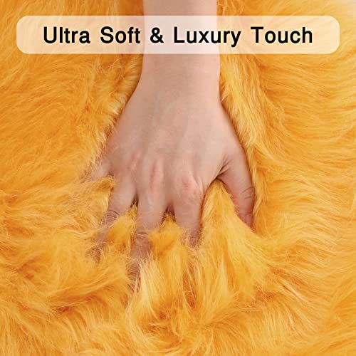 Yellow Faux Sheepskin Rug 2x3 ft (Yellow / 2' x 3' (Oval))