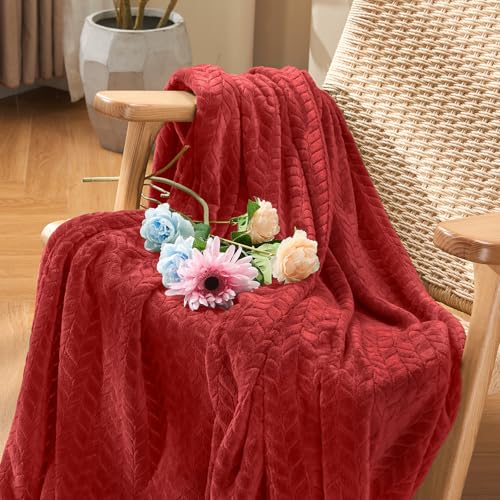Ruby Red Fleece Throw Blanket for Couch (Ruby Red / Throw/Travel-50x60 IN)