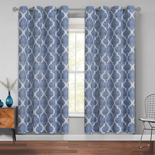 Moroccan 100% Blackout Curtains Bedroom Blue 50x72 2 Panels (Grommet | Blue / 50"W x 72"L (Pack of 2))