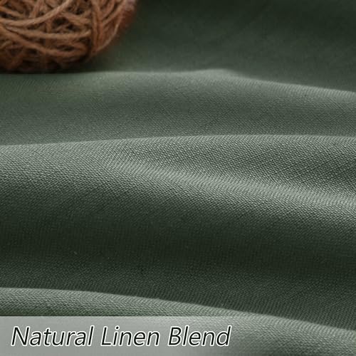 Olive Green 100% Blackout Curtains 96 Inch Length 2 Panels Set for Living Room Bedroom Back Tab Thermal Insulated Black Out Linen Drapes Room Darkening Window Curtains 96 Inches Long (Olive Green / 52"W x 96"L (Pack of 2))